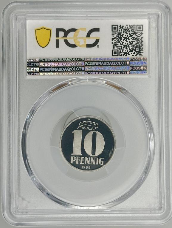 Германия ГДР 10 пфеннигов 1988 год А PCGS PR68DCAM Очень редкая!