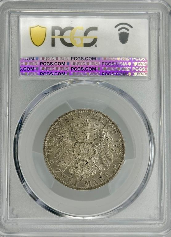 Германия Гамбург 2 марки 1904 J – PCGS MS66 Очень редкая! J#63