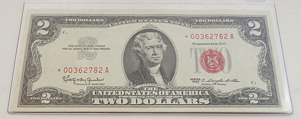 Банкнота 2 доллара США 1963 года замещение