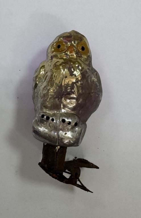 Новогодняя елочная игрушка Сова на прищепке СССР