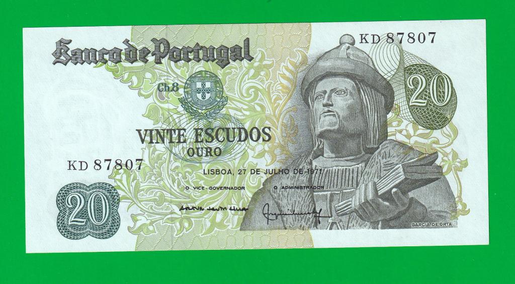 ПОРТУГАЛИЯ    20 эскудо 1971 - 173(12)   UNC