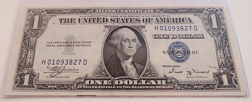 Банкнота 1 доллар США 1935 года серии B silver certificate