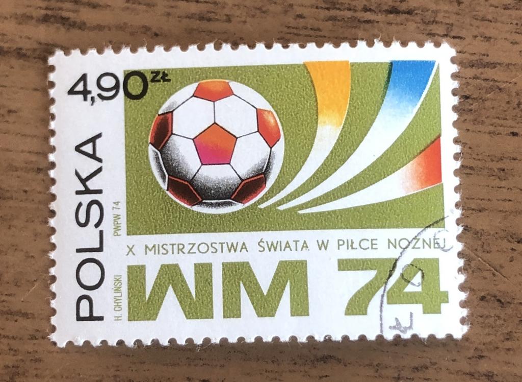 Марки Польша 1974 г футбол спорт
