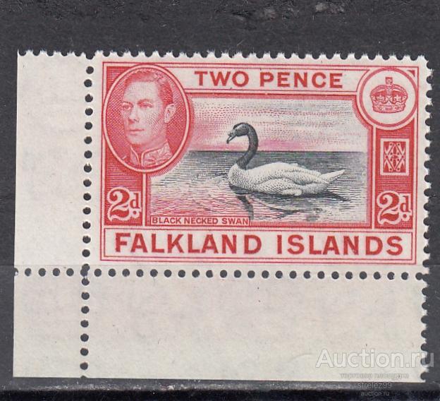 FALKLAND ISLANDS  ФОЛКЛЕНДСКИЕ ОСТРОВА    Фауна Птицы Лебедь  № 82  1938 Угол  Сост ** MNH