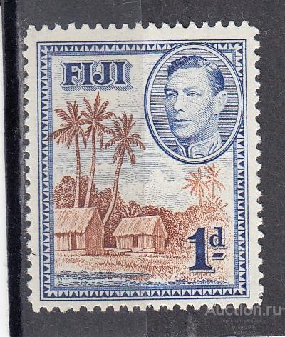 FIJI  ФИДЖИ    Георг VI Хижины Этнография Этнос Пальмы № 93  1938 Сост**  MNH
