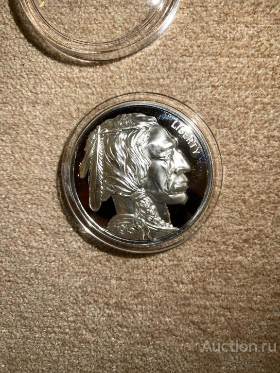 1 Жетон 1913 Буффало Голова индейца Выпуклый Osborne mint 2019 США Серебро