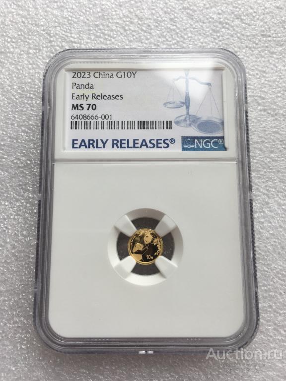 Китай 10 юаней 2023 Панда СЛАБ NGC MS70 ЗОЛОТО 1 гр