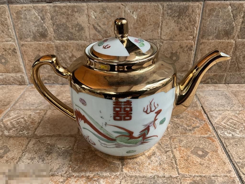 ЧАЙНИК заварник из сервиза КРАСНЫЙ ДРАКОН ФАРФОР Старый Китай! Редкость! Отл