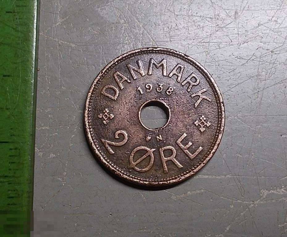 Дания 2 оре 1938 год Оригинал