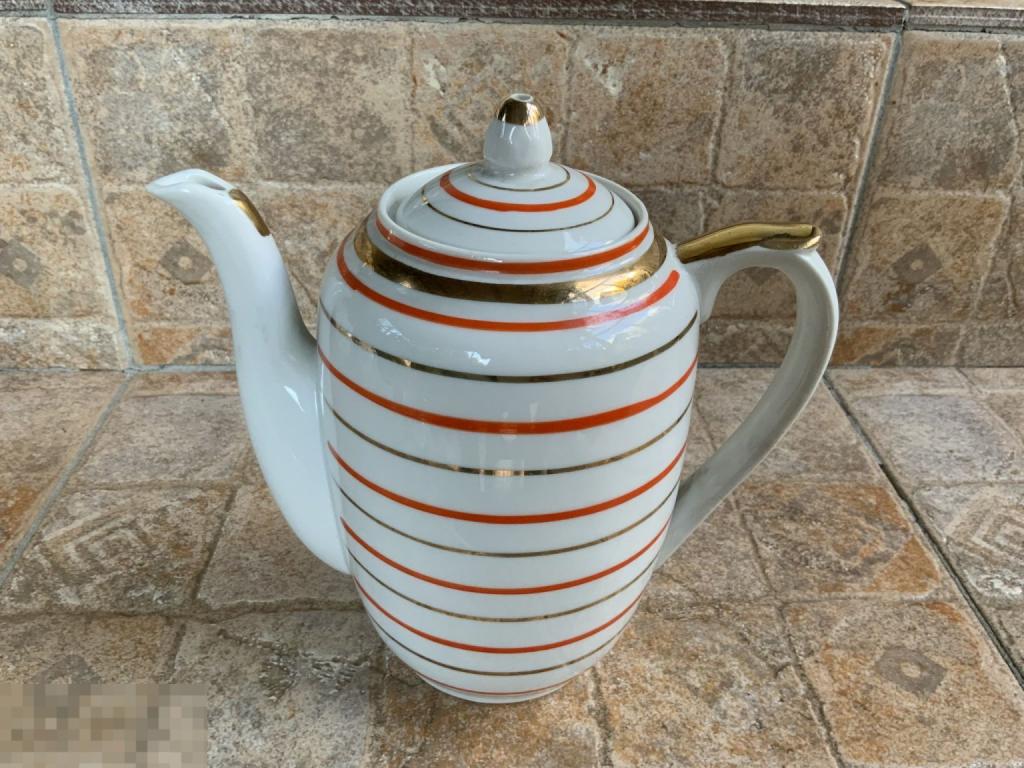 КОФЕЙНИК чайник из сервиза РАДИОВОЛНЫ полоски ДФЗ Вербилки Отл