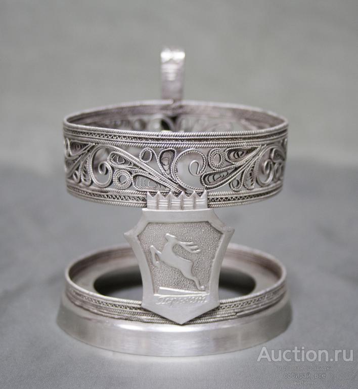 Подстаканник Горький, скань, КХИ, мельхиор, высота 8 см  (7)