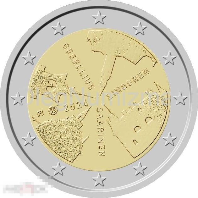 Финляндия 2 евро 2024 Гезеллиус, Линдгрен, Сааринен – финская архитектура НОВИНКА