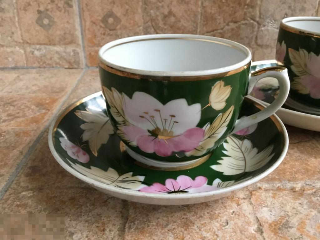 ЧАЙНАЯ ПАРА чашка ШИПОВНИК цветы КРЫТЬЕ ДФЗ ВЕРБИЛКИ Редкость! Отл