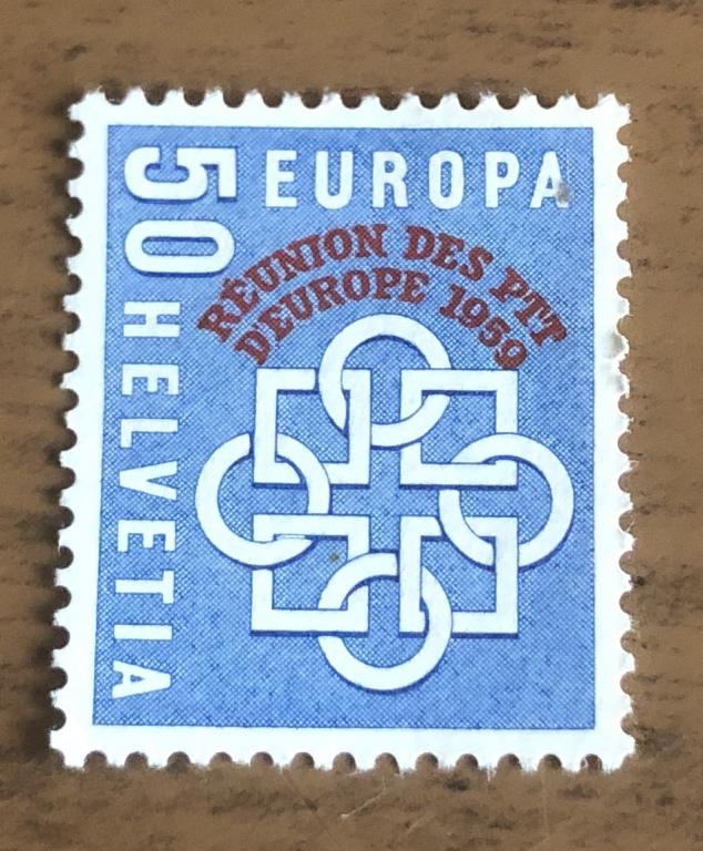ЕВРОПА 1959 Швейцария надпечатка СЕРТ (Mi. 681-682) ** Европейская конференция 50 €