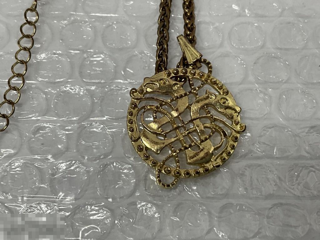 КОЛЬЕ цепочка с подвеской кулоном ЗОЛОТОЙ ДРАКОН винтаж  Отл