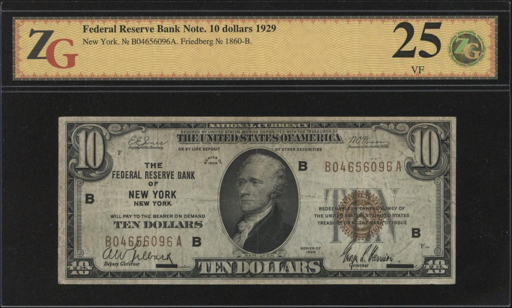 США. FRBN. Нью Йорк. 10 долларов 1929 г.