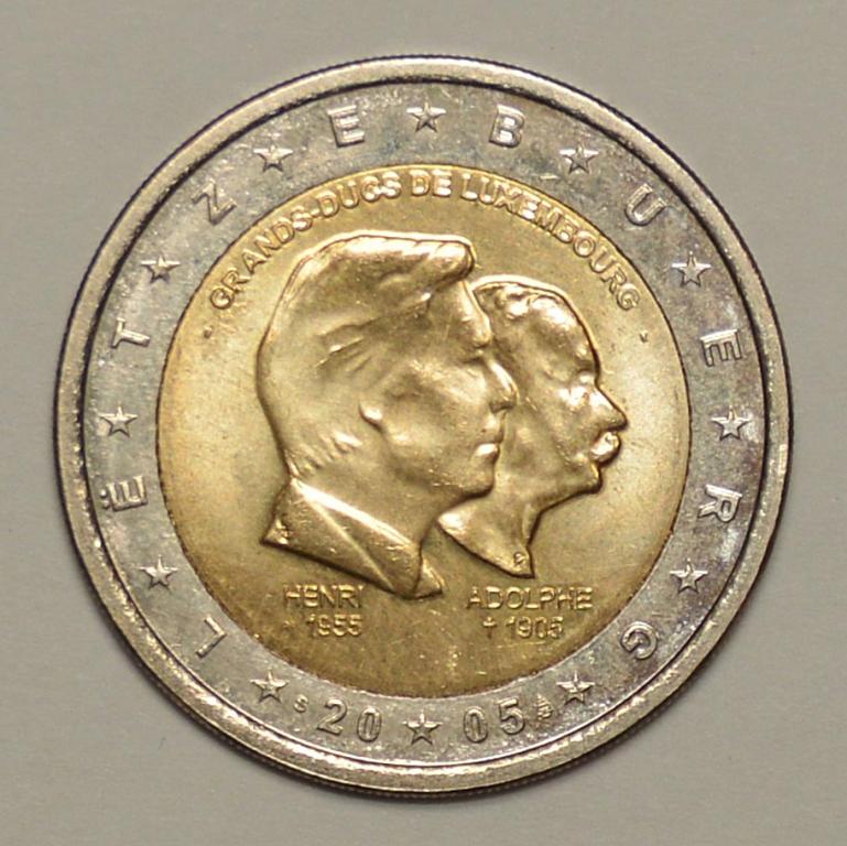 Люксембург 2 евро 2005 aUNC Великие герцоги Анри и Адольф (К36)