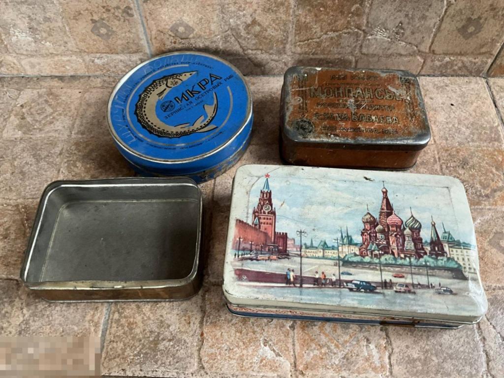 НАБОР одним лотом БАНКИ баночка коробка МОНПАНСЬЕ росглавкондитер КРЕМЛЬ ИКРА жесть