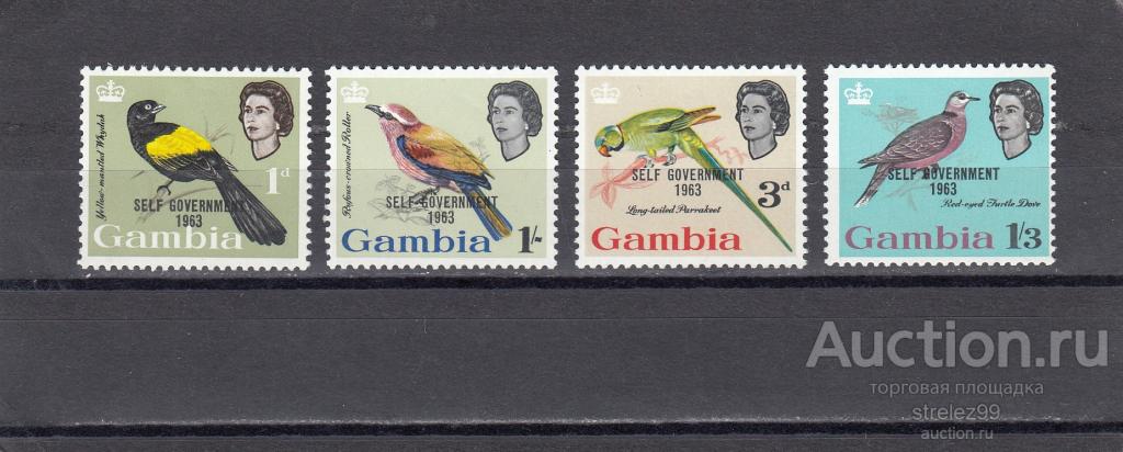GAMBIA  ГАМБИА   Фауна Птицы Серия Надпечатка 1963  Сост**  MNH