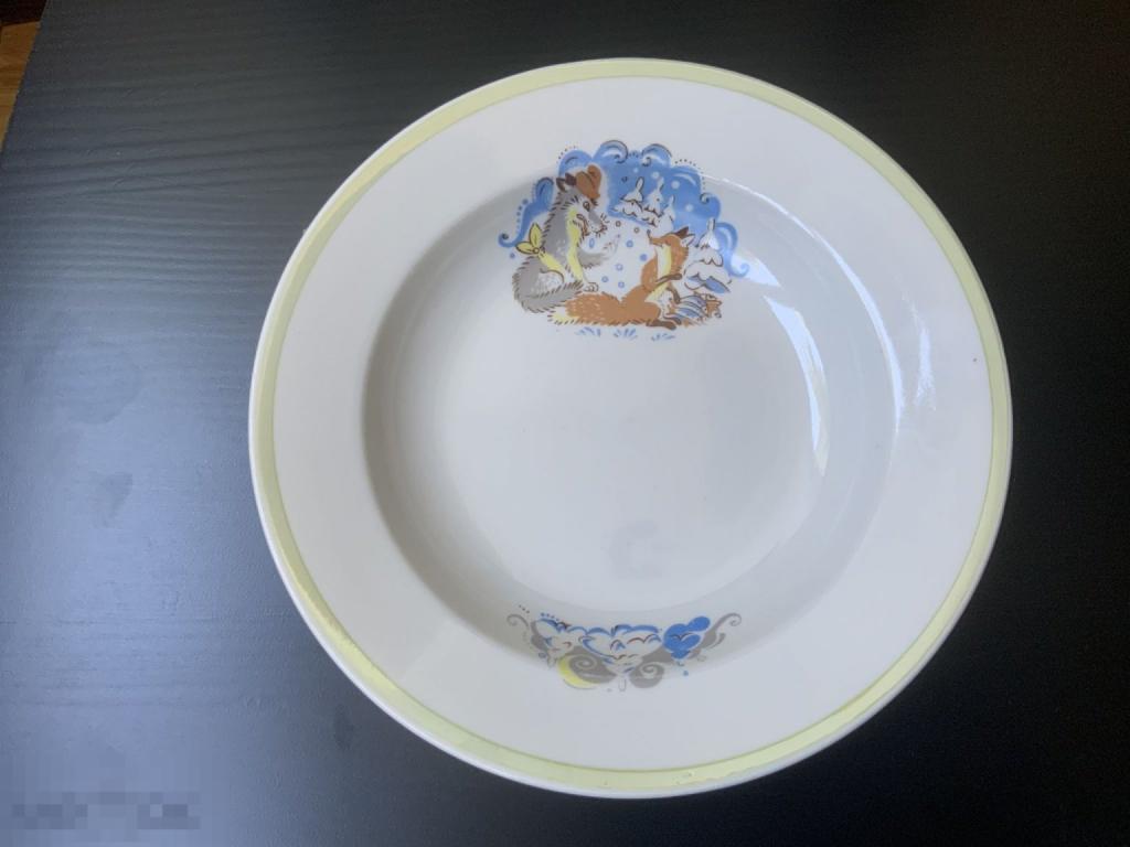 ТАРЕЛКА детская глубокая ЛИСА и ВОЛК сказка Дулево  Отл