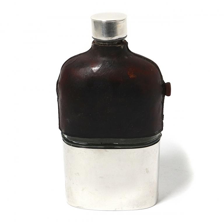 Фляжка со стаканом, cтекло, серебро. Швеция, 1870 год.
