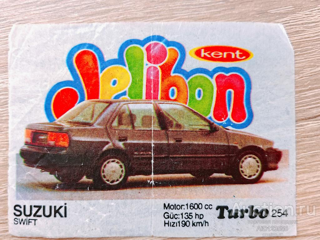 Вкладыш от жевательной резинки Турбо черный Turbo black Kent 254 авто автомобиль SUZUKI