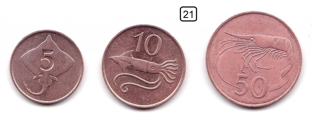 Исландия. 5, 10, 50 аурар 1981 год