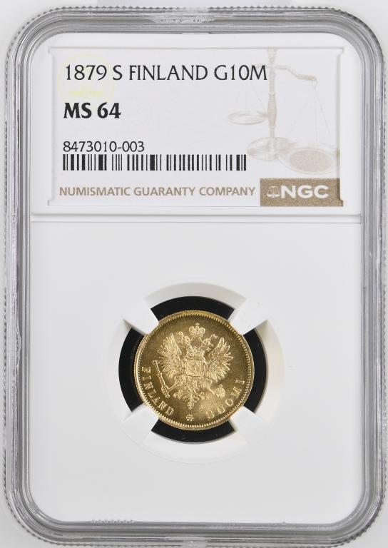 10 марок 1879 NGC MS 64 (S) Русская Финляндия. Золото
