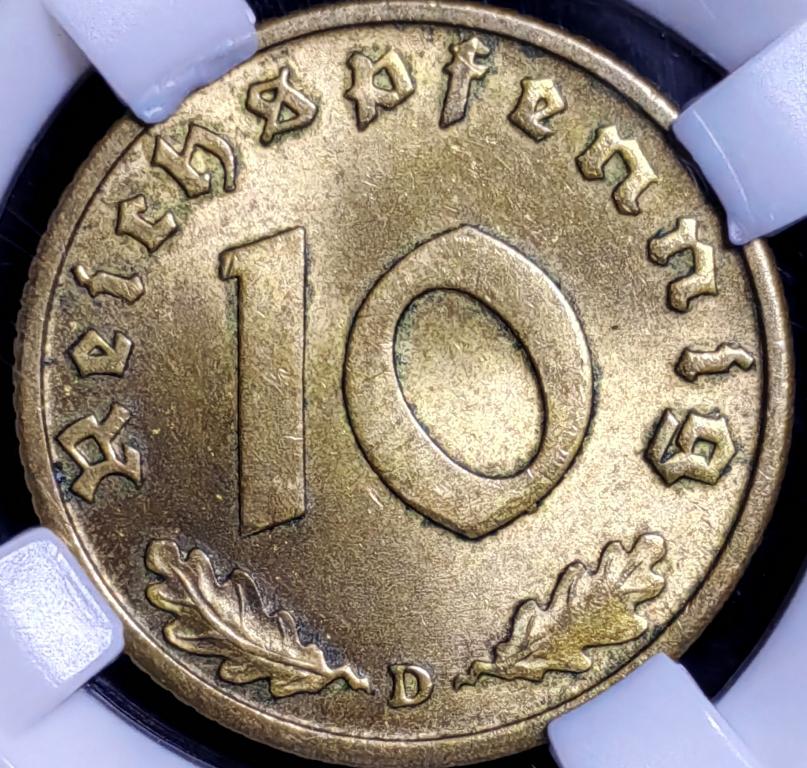 10 пфеннигов .1939г.(D). DNC MS 65