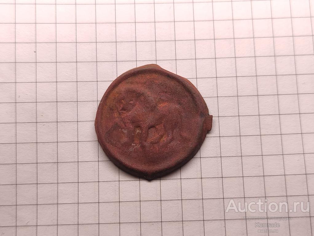 Старинная крышка накладка Лев латунь