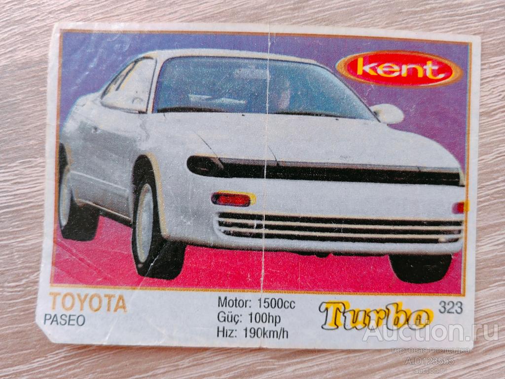 Вкладыш от жевательной резинки Турбо Жёлтые Turbo Yellow Kent 323 автомобиль авто Toyota