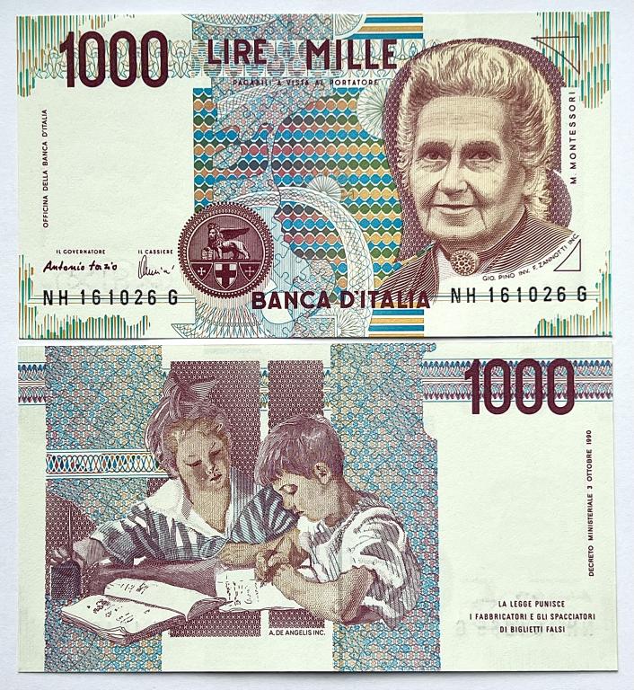 ИТАЛИЯ 1000 ЛИР 1990 ГОД UNC