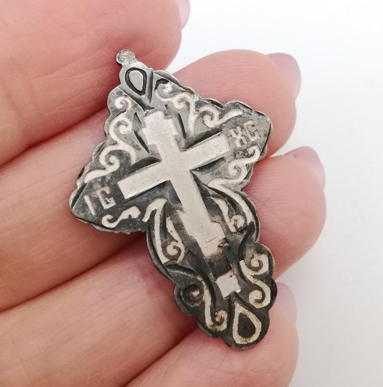 Антикварный Нательный Крест Серебро 84 пробы 19 век