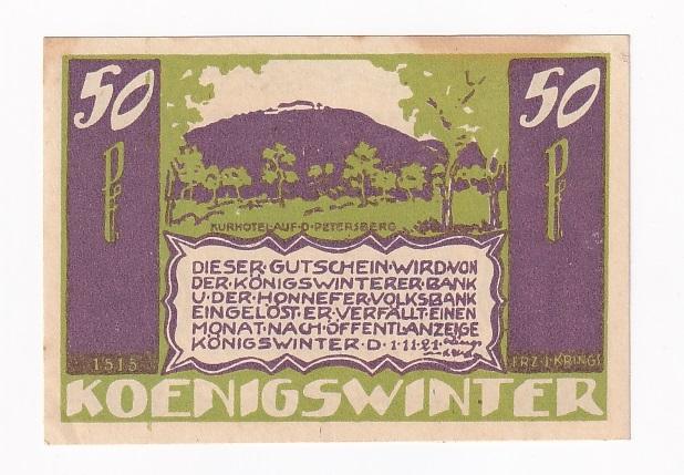 Германия Нотгельд 50 пфеннигов 1921 год Koenigswinter  (6597)