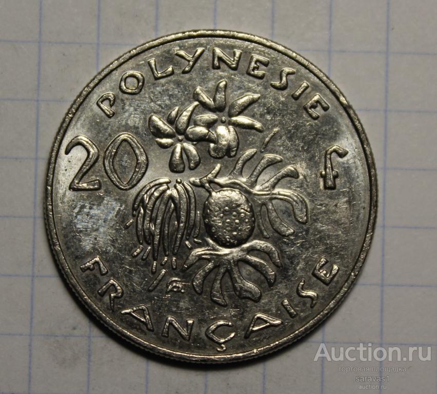 Французская Полинезия 20 франков 2009 км#9а ракушка справа от года.