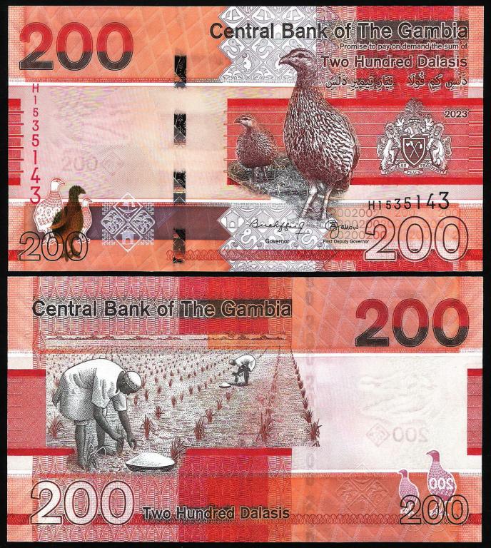 Гамбия 200 даласи 2023 год. UNC