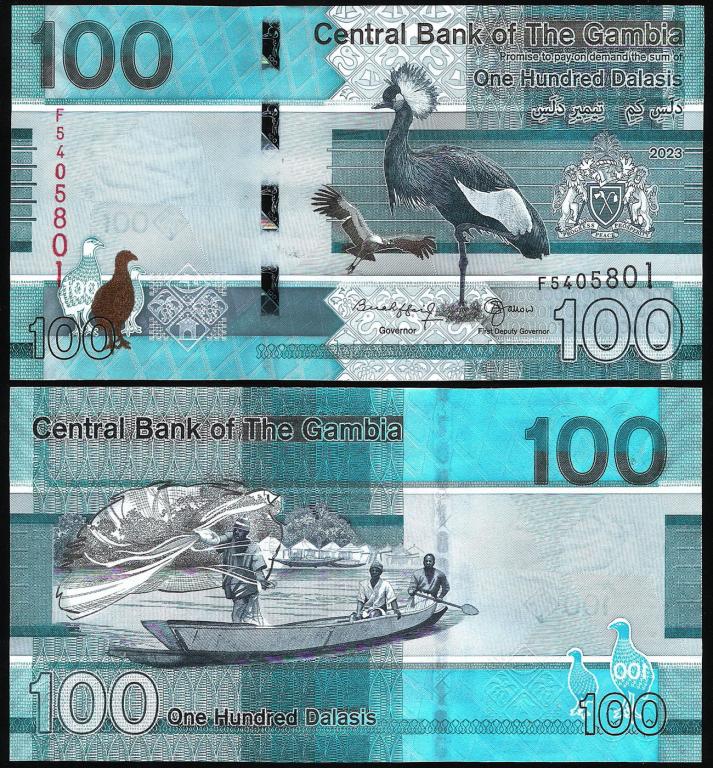 Гамбия 100 даласи 2023 год. UNC