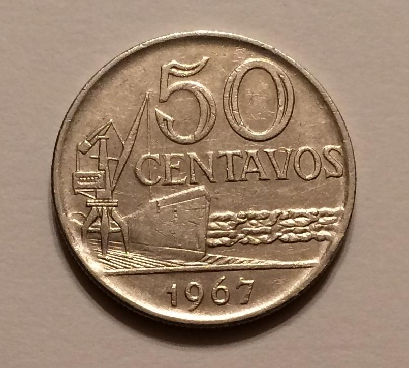 БРАЗИЛИЯ 50 СЕНТАВО 1967 КОРАБЛЬ XF