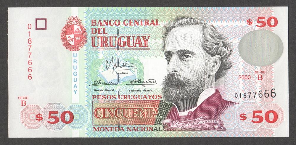 УРУГВАЙ 50 песо 2000 P75b Серия B UNC