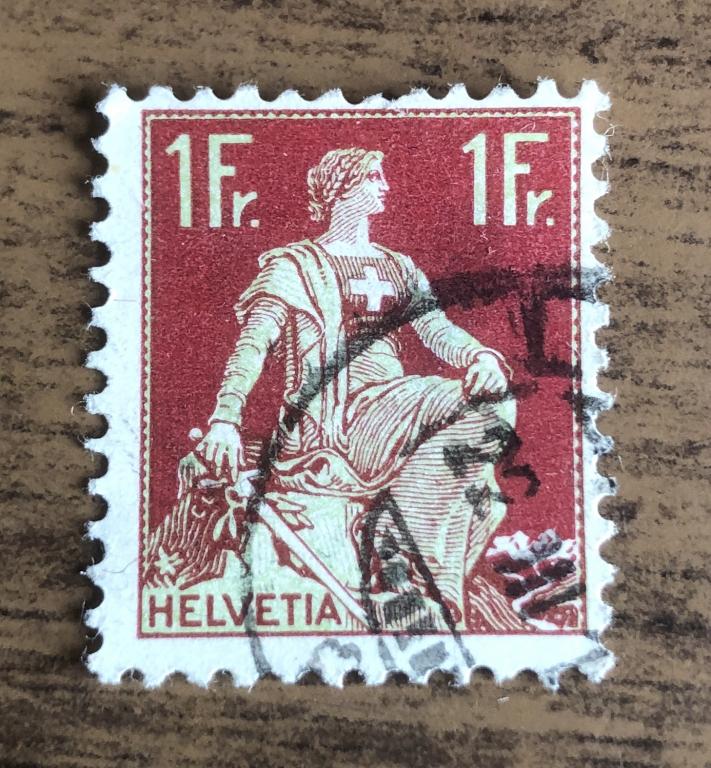 Марки Швейцария 1908 г Гельвеция с мечом