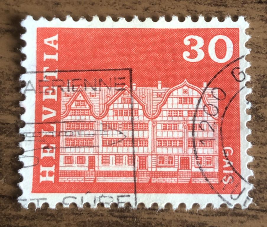 Марки Швейцария 1968 г Деревенские квадратные дома, Гайс