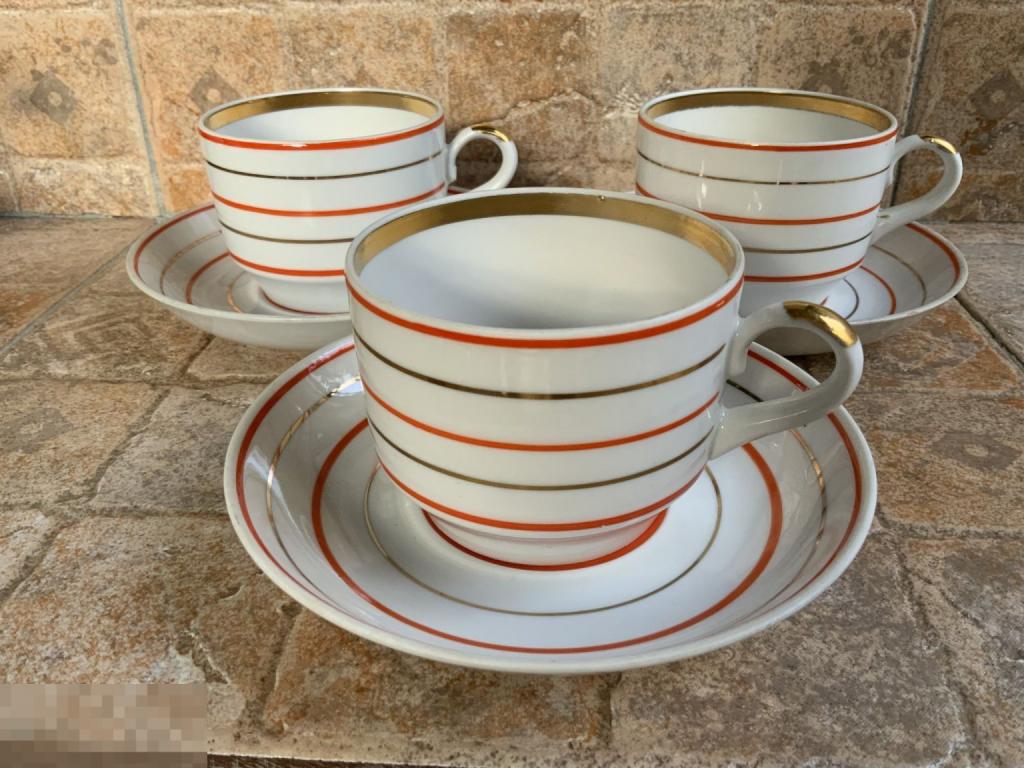 ЧАЙНАЯ ПАРА чашка с блюдцем из сервиза РАДИОВОЛНЫ полоски ДФЗ Вербилки Отл