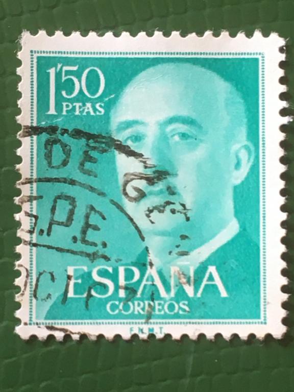 Марка. Стандартный выпуск. Генерал Франко. Испания. 1956 г.