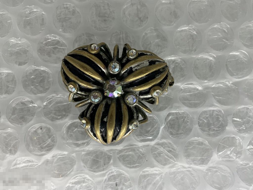 БРОШЬ брошка с камнями трилистник  СССР винтаж № 56