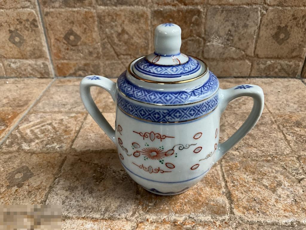 САХАРНИЦА с крышкой РИСОВЫЙ ФАРФОР Старый Китай! Отл