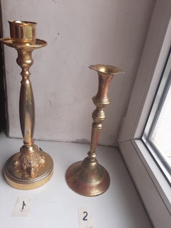 Подсвечник Цветок старинный Настольная лампа бронза.