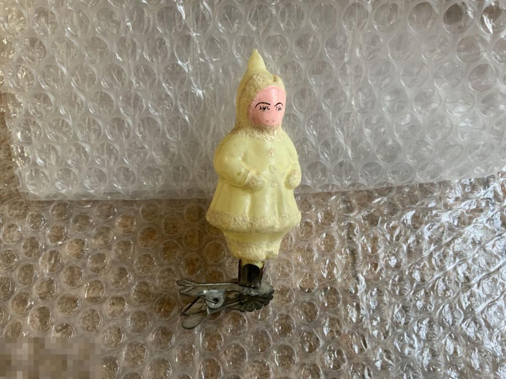 ЕЛОЧНАЯ ИГРУШКА СССР ДЕВОЧКА в ШУБКЕ прищепка редкая стекло