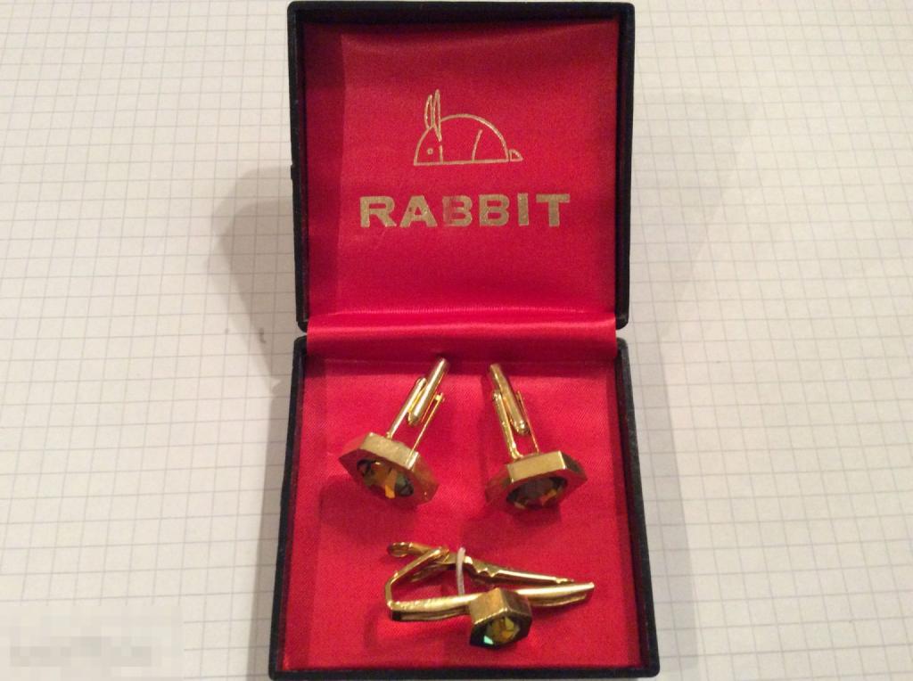 ЗАПОНКИ и ЗАЖИМ для ГАЛСТУКА RABBIT СССР винтаж Отл