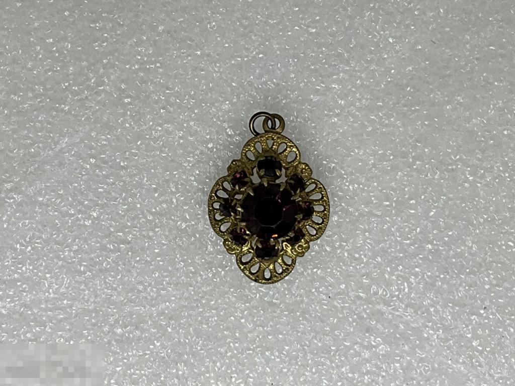 КУЛОН подвеска с камнями под гранат Чехословакия винтаж Отл