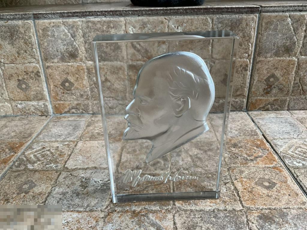 ПРЕСС-ПАПЬЕ Ульянов Ленин ЛЗХС Хрусталь тяжелое стекло СССР Отл @